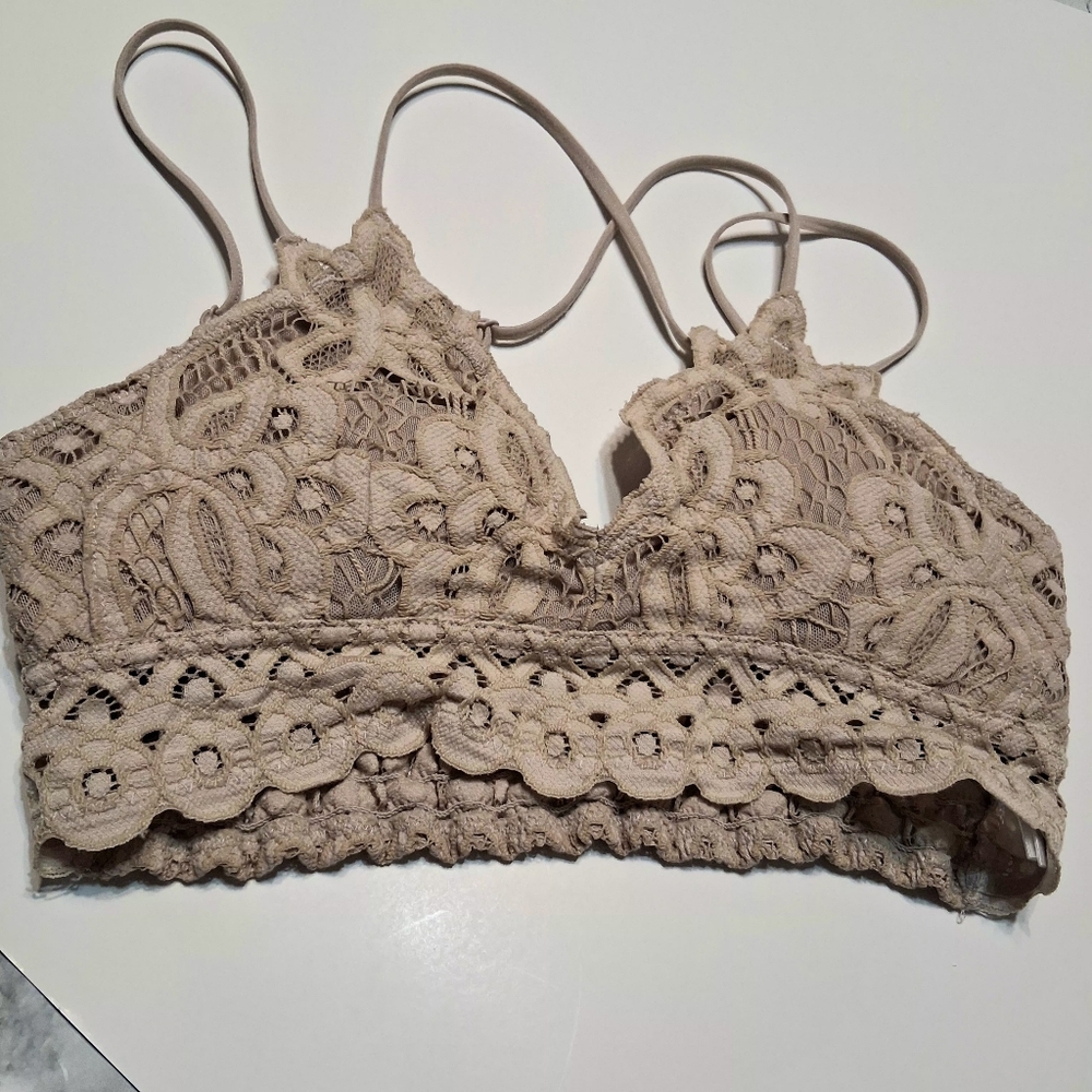 ☮️Cherish Floral Lace Bandeau in Taupe